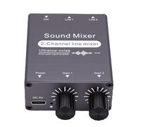 MENDUNER Mezclador de 2 Canales, Control de Volumen Dual, Conmutador de Mezcla de Sonido de 3,5 Mm con Fuente de Alimentación Independiente, para Computadoras, Televisores, Teléfonos