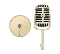 MENDUNER Micrófono de Utilería para Cantar, Micrófono Falso para Filmación y Fotografía, de Plástico Clásico para Karaoke, Regalos, Decoraciones (Gold)