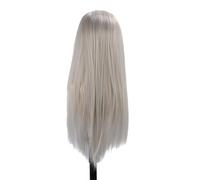 MENDUNER Peluca Larga y Recta con Parte Media, Diseño Elegante para Mujeres Elegantes, Perfecta para Cosplay y Fiestas, Material de Fibra de Alta Densidad Resistente Al calor. (Plata Blanco)