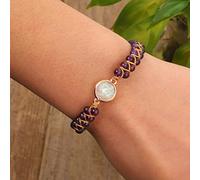 MENDUNER Pulseras de ópalo y Granate de Doble Hilera, Pulsera Artística Tejida a Mano, Ideal para Mujeres y Niñas, Joyería de Cristal de la Suerte para Aliviar el Estrés, material: Piedra (B)