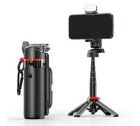 MENDUNER Trípode Portátil para Palo Selfie, Soporte para Teléfono Extensible de Aleación de Aluminio de 41 Cm con Luz de Relleno de Temperatura de 3 Colores y Control Remoto Inalámbrico,