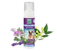 MENFORSAN Champú en espuma anti-insectos para perros y gatos con ingredientes naturales: Margosa, Geraniol y Lavandino, Sin fragancia, Incoloro, 200 ml