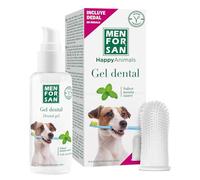 MENFORSAN Gel Dental para perros | Gel dentífrico natural | Aliento Fresco | Controla la Placa Dental | Sabor a menta | Incluye dedal de regalo | 60 ml