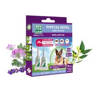 MENFORSAN Pipetas Anti-Insectos para Perros con Margosa, Geraniol y Lavandino, contra Pulgas, Garrapatas y Mosquitos (incluido Flebótomo), Estuche con 2 unidades, 1,5 ml