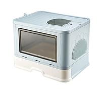 Mengda - Bandeja plegable para gatito con tapa, cazadora para gatos cerrada, bandeja para gatos con pala incluida, bandeja extraíble y 2 aberturas (azul)