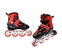 MENGDA Patines de ruedas para niños y adolescentes - Inline Skates con 4 ruedas cada una - Patines con ruedas luminosas, exterior, interior (rojo y negro, S)