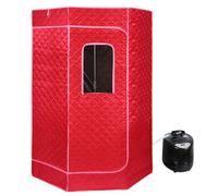 Mengda - Sauna de vapor portátil, sauna plegable cabina, personal spa en casa, temperatura 9 niveles con mando a distancia, puede ser utilizado por dos personas, 90 x 90 x 180 cm (rojo)