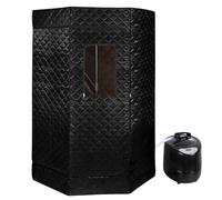 Mengda - Sauna de vapor portátil, sauna plegable cabina, personal spa en casa, temperatura 9 niveles con mando a distancia, puede ser utilizado por dos personas, 90 x 90 x 180 cm (Negro)