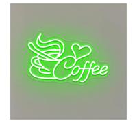 MENGE Lámpara de señalización Letrero De Neón Coffee Love, Taza Café, Decoración Para Tienda, Bar, Escaparate, Entrada Comercial 50cm(Orange,Blue,Green,Silver,Black)
