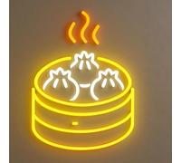 MENGE Lámpara de señalización Letrero De Neón De Bollos Al Vapor, Cocina Asiática, Regulable, Para Camiones De Comida, Aperitivos Chinos, Comida Callejera, Decoración Para Negocios, 43cm