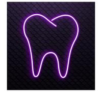 MENGE Lámpara de señalización Letrero De Neón Diente, Ideal Para Decoración Pared Clínica Dental Con Brillo Ajustable 30cm(Púrpura)