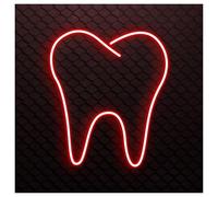 MENGE Lámpara de señalización Letrero De Neón Diente, Ideal Para Decoración Pared Clínica Dental Con Brillo Ajustable 30cm(Rojo)