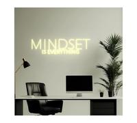 MENGE Lámpara de señalización Letrero De Neón LED Regulable Con Frase Inspiradora Mindset Is Everything Decoración De Pared Para Oficina, Gimnasio, Hogar,45cm(H)