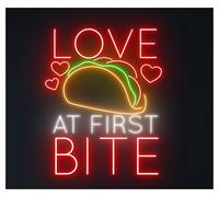 MENGE Lámpara de señalización Letrero De Neón Love At First Bitecon Luz LED Para Tacos, Decoración Pared Para Restaurante Mexicano, Escaparate Tienda Comida, 70cm