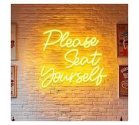 MENGE Lámpara de señalización Letrero De Neón Please Seat Yourself Brillo Ajustable, Para Restaurante, Hogar, Cafetería, Tienda, Decoración Divertida Para Colgar En La Pared, 40cm