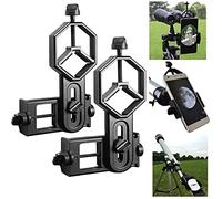 Mengger 2Pcs Universal Adaptador Teléfono Movil Soporte Monoculares Prismáticos Microscopios Telescopios Astronómicos Terrestres- Compatibles con Cualquier Smartphone Celular Soporte