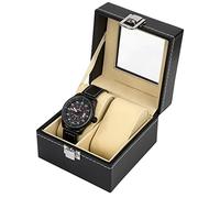 MengH-SHOP Caja de Relojes para 2 Relojes Estuche de Relojes de Cuero PU Relojero con Tapa de Cristal y Alfombrilla Extraíble para Guardar Relojes y Joyas