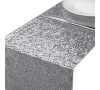 MengH-SHOP Camino de Mesa con Lentejuelas Plateadas para decoración de Fiestas, Bodas, cumpleaños, Baby Showers, 30 x 280 cm