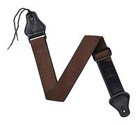 MengH-SHOP Correa para Guitarra Ajustable Correa de Suave de Algodón y Extremos de Cuero PU Correas de Guitarra con 3 Soportes de Púas de Guitarra, para Guitarra Eléctrica y Acústica Bajo (Marrón)