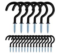 MengH-SHOP Ganchos de Tornillo Multiuso Ganchos de Techo Recubierto de Vinilo Gancho de la Taza de Metal para Colgar Tazas, Macetas, Luces, Toallas de Cocina, 20 Piezas (Negro)