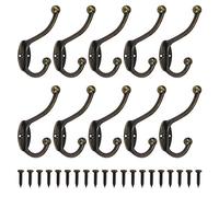 MengH-SHOP Ganchos Percheros de Pared Gancho Perchas Vintage Solo Colgadores con Tornillo para Dormitorios Baños Armarios Gabinete Cocina 10 Piezas Bronce
