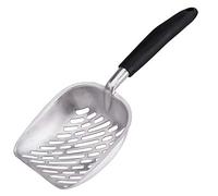 MengH-SHOP Palas para Arena de Gatos Aleación de Aluminio Pala Arena Gato la Cucharada con Mango Largo Gomoso Agarre Fácil de Limpiar para Gato y Perro, Rayas de Sarga