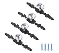 MengH-SHOP Perillas de Cajones de Cristal Perillas de Gabinete Perilla de Cajón en Forma de Diamante Guardarropa Alacena Tiradores con Tornillos, 120MM Negro (4 Piezas)