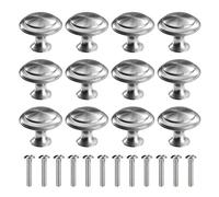 MengH-SHOP Perillas de Gabinete Redondas Perillas de Cajón Tiradores de Muebles Perilla de la Puerta con Tornillo Perillas Manijas para Armario Cajón Aparador Cocina 30mm 12 Piezas Plata