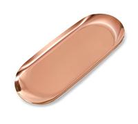 Plato de La Baratija Bandeja de Almacenamiento de Acero Inoxidable Ovalada para Joyas Cosméticos Vela Llaves Té Caramelos, Oro Rosa
