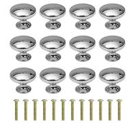 MengH-SHOP Perillas de Gabinete Redondas Perillas de Cajón 30mm Tiradores de Muebles Perilla de la Puerta con Tornillo Perillas Manijas para Armario Cajón Aparador Cocina 12 Piezas Plata