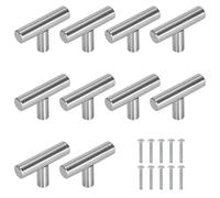 MengH-SHOP Pomos para Muebles de Acero Inoxidable Perillas de Cajón en Forma de T Tiradores de Muebles con Tornillo Perillas Manijas para Armario Cajón Aparador Cocina 10 Piezas Plata