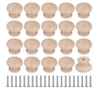 MengH-SHOP Pomos para Muebles de Madera 35mm Sin Pintar Perillas de Cajón Redondas Tiradores de Muebles con Tornillo Perillas Manijas para Armario Cajón Aparador Cocina 20 Piezas