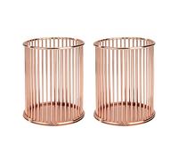 MengH-SHOP Portalápices de Metal Duradero Organizador de Papelería Redondo Lápiz Titular para Brochas Organizador de Papelería para Hogar, Escuela, Oficina 2 Piezas (Rosa Oro)