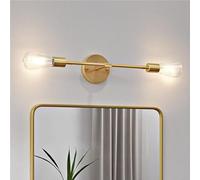 Mengjay 2x E27 Aplique de Pared Interior,Lámpara de Pared Vintage de Metal Industrial,Luz de Metal Minimalista Iluminación para Dormitorio, Cocina, Restaurante, Bar, Sin Bombilla (Dorado)