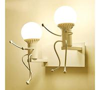 Mengjay Aplique de pared Vintage, Dormitorio Lámpara de Noche Lámpara Retro Industrial Decoración Moderna Linterna de Metal Decoración Aplique de Pared E27 Base (Bombillas no Incluidas) (Blanco)