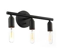 Mengjay Aplique Espejo Baño Vintage con 3 Luces, Lámpara de Espejo Baño de Hierro Negro, Aplique Pared, Luz de Espejo de Baño, Zócalo E27, Bombilla no Incluida