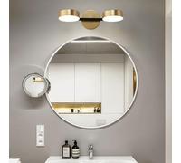 Mengjay Apliques LED Pared Interior,Aplique Espejo Baño, 360°Lámpara de Pared Giratoria Moderno Dorado Lámpara de Cabecera con 3 Temperaturas para Dormitorio Salón Cocina Baño (2 Luces)