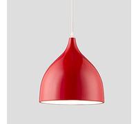 Mengjay E27 Colgando Candelabro Vintage Industrial Iluminación Colgante, 60W Edison Retro Lámpara de Techo Aluminio y Madera Pantallas de Iluminación para Loft Restaurante Coffee Bar (rojo)