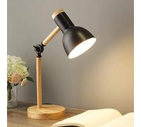 Mengjay Lámpara de escritorio giratoria de madera-E27-lámpara de mesa retro con brazo articulado ajustable-lámpara de noche vintage-lámpara de estudio-lámpara de trabajo-lámpara de oficina