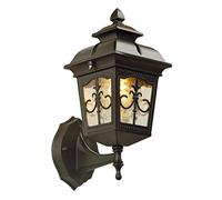 Mengjay Làmpara de Pared, Apliques, Estilo Rústico, Estructura Hecha Metal Color Negro, Plafón de Vidrio, Para Jardin Patios, Iluminacion Exterior, Bombilla No Incluida Ip44 E27 hasta 80W 230V (E)