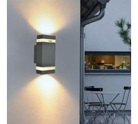 Mengjay Lámpara de pared LED Aplique Pared Interior/Exterior,GU10 Aluminio Up Down Lámpara Exterior Pared,IP44 Impermeable Luz Exterior Moderna para Balcón Garaje Terrazas (Gris)