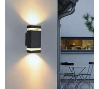 Mengjay Lámpara de pared LED Aplique Pared Interior/Exterior,GU10 Aluminio Up Down Lámpara Exterior Pared,IP44 Impermeable Luz Exterior Moderna para Balcón Garaje Terrazas (Negro)