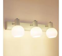 Mengjay Lámpara de Pared Moderna, E14 Bombilla, Pantallas de Vidrio Esféricas, Aplique para Baño, Dormitorio, Pasillo, Lámpara de espejo (Blanco - 3 Luces)