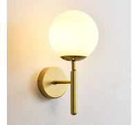Mengjay Lámpara de pared moderna E27 Industrial Vintage Glass Globe Drop Lámpara de Pared retro Applique da Parete Bola de vidrio Metal dorado, para dormitorio, sala de estar (Opaco)