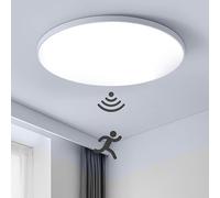 Mengjay Lámpara de Techo LED con Sensor de Movimiento,Plafon de Techo Redonda Ultra Delgada,Plafon LED Techo Cocina,para Cocina, Baño, Comedor, Pasillo, Balcón, Garaje (30W, Blanco)