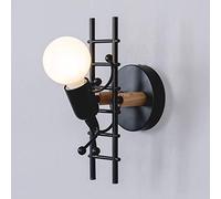 Mengjay Luz de la pared E27 Creative Lámpara de Hierro Forjado Humanoide Moderno Apliques de Pared Lámpara de pared Para Dormitorio, Restaurante, Corredor,Negro