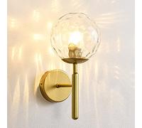 Mengjay Modern Glass Ball Lámpara de pared Luz de cabecera interior Apliques de metal dorado Industrial Apliques de Pared E27 Luz de Pared Vestíbulo Comedor Lámpara de pared decorativa (B)