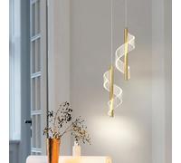 Mengjay Nórdica Moderno Lamparas Colgantes de Techo Diseño lineal,LED Lámpara Colgante en metal, Plafon Led Techo Lámpara de Araña para Sala de Estar Dormitorio Mesita Noche Comedor (Oro, S)