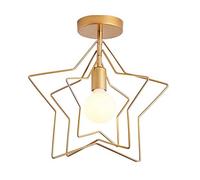 Mengjay Plafón Luz Lámpara de Techo en Forma de Estrella Base E27 Plafón de Techo de Montaje Semi Empotrado Dorado Iluminación de techo interior para Entrada, Baño, Pasillo, Oro