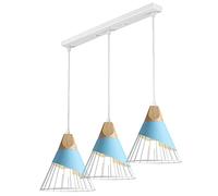 Mengjay Trade E27 iluminación colgantes de la forma de bádminton creativa nórdica, araña de madera sólida moderna del LED, lámparas de techo Sala de estar Comedor Estudio Lámpara de cabecer,Azul